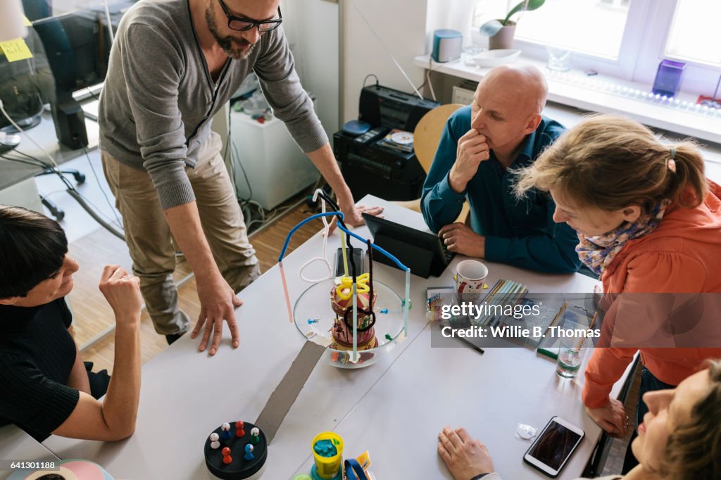 Overhead view of business team