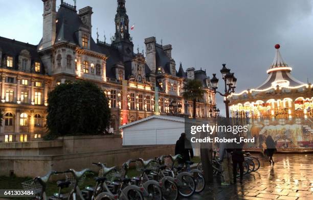 Bike rack carousel City Hall Hotel de Ville Paris France