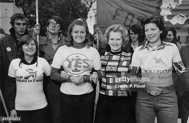 Newly-elected Conservative Party Leader of the Opposition, Margaret Thatcher lends her support to 'Keep Britain in Europe' campaigners in Parliament...