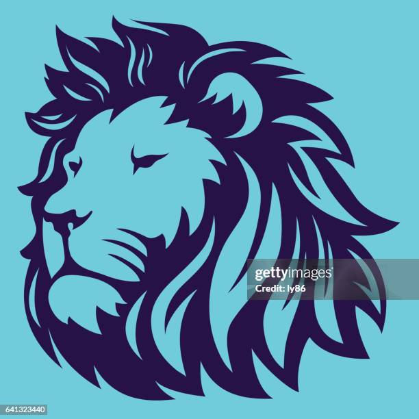 stockillustraties, clipart, cartoons en iconen met lion head - lichaamsdeel van dieren