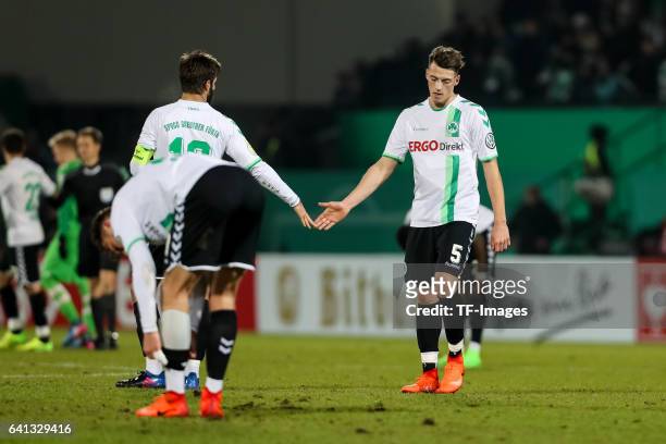Marco Caligiuri of Greuther Fuerth Nicolai Rapp of Greuther Fuerth disappointed after the DFB Cup match between SpVgg Greuther Fuerth and Borussia...