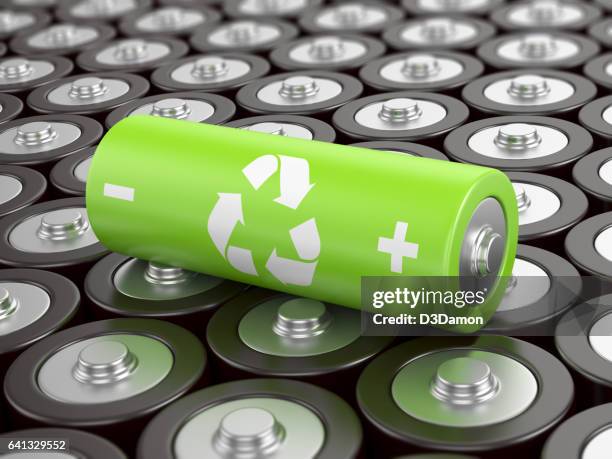 battery recycling - wiederaufladbare batterie stock-fotos und bilder