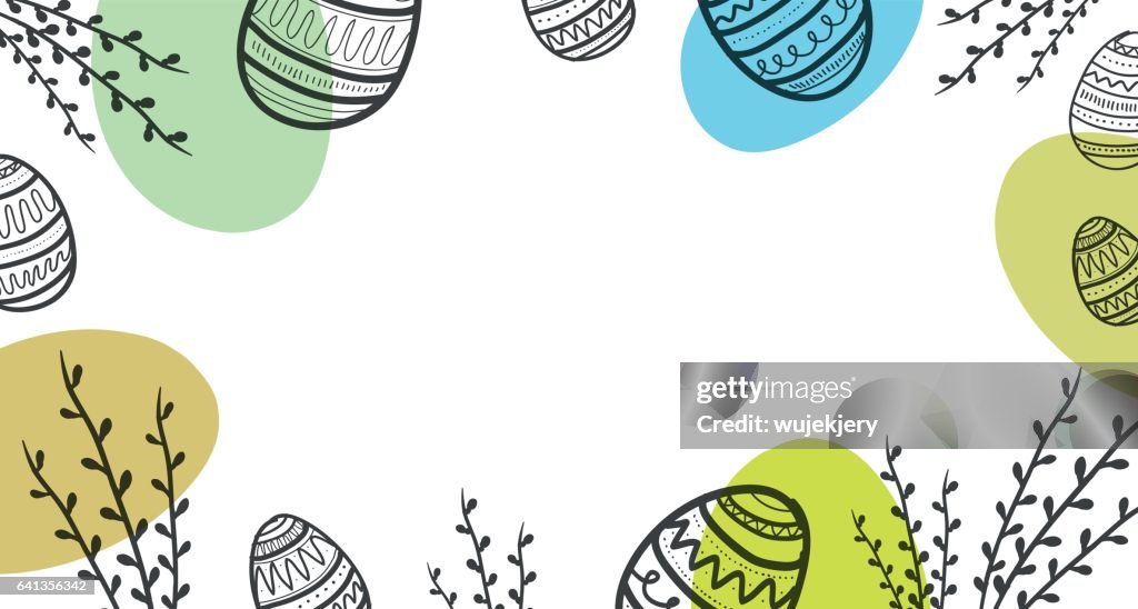 Easter background with eggs and flower.