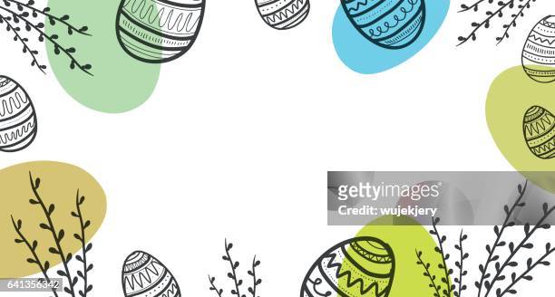 easter background with eggs and flower. - easter egg stock illustrations