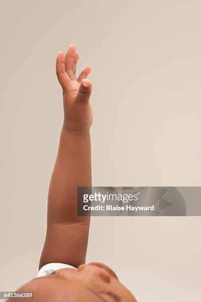 aa baby reaching up - baby studio shot stock pictures, royalty-free photos & images