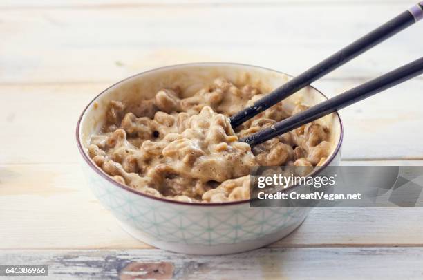 bowl with natto - natto stock pictures, royalty-free photos & images