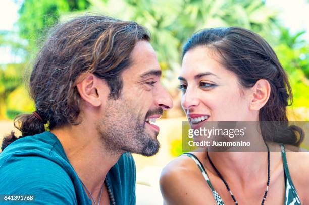 young couple flirting - beautiful armenian women stock pictures, royalty-free photos & images