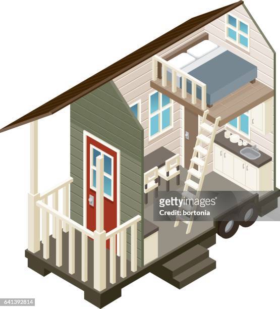ilustrações de stock, clip art, desenhos animados e ícones de cross section view of a tiny house - doll house
