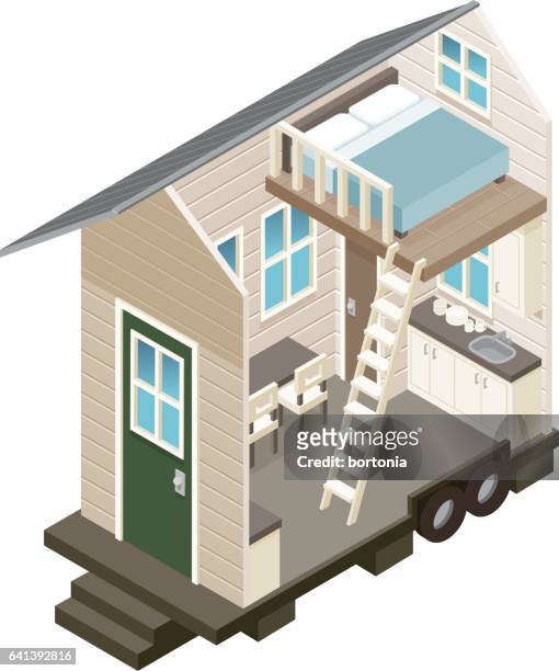 cross section view of a tiny house - apartment cross section stock illustrations