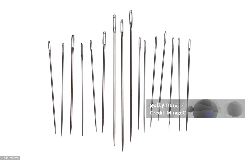 Sewing Needles on White Background