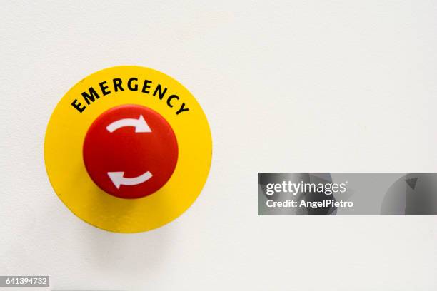 emergency button - warning coloration stockfoto's en -beelden