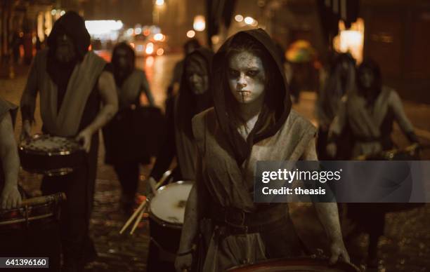 samhuinn fire festival at halloween in edinburgh - samhuinn stock pictures, royalty-free photos & images