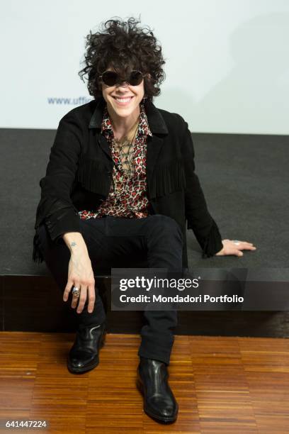 American singer LP at 67th Sanremo Music Festival press room. Sanremo , february 9, 2017