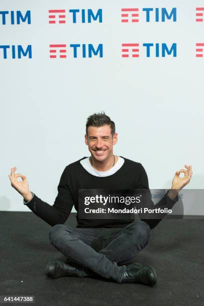 Italian singer Francesco Gabbani at 67th Sanremo Music Festival press room. Sanremo , february 8, 2017