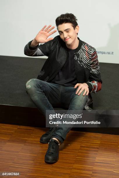 Italian singer Michele Bravi at 67th Sanremo Music Festival press room. Sanremo , february 9, 2017