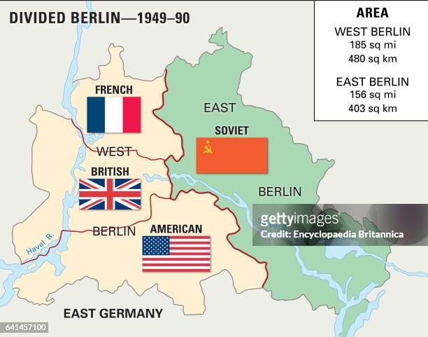 Cold War Berlin, 1948-1990. Historical map.
