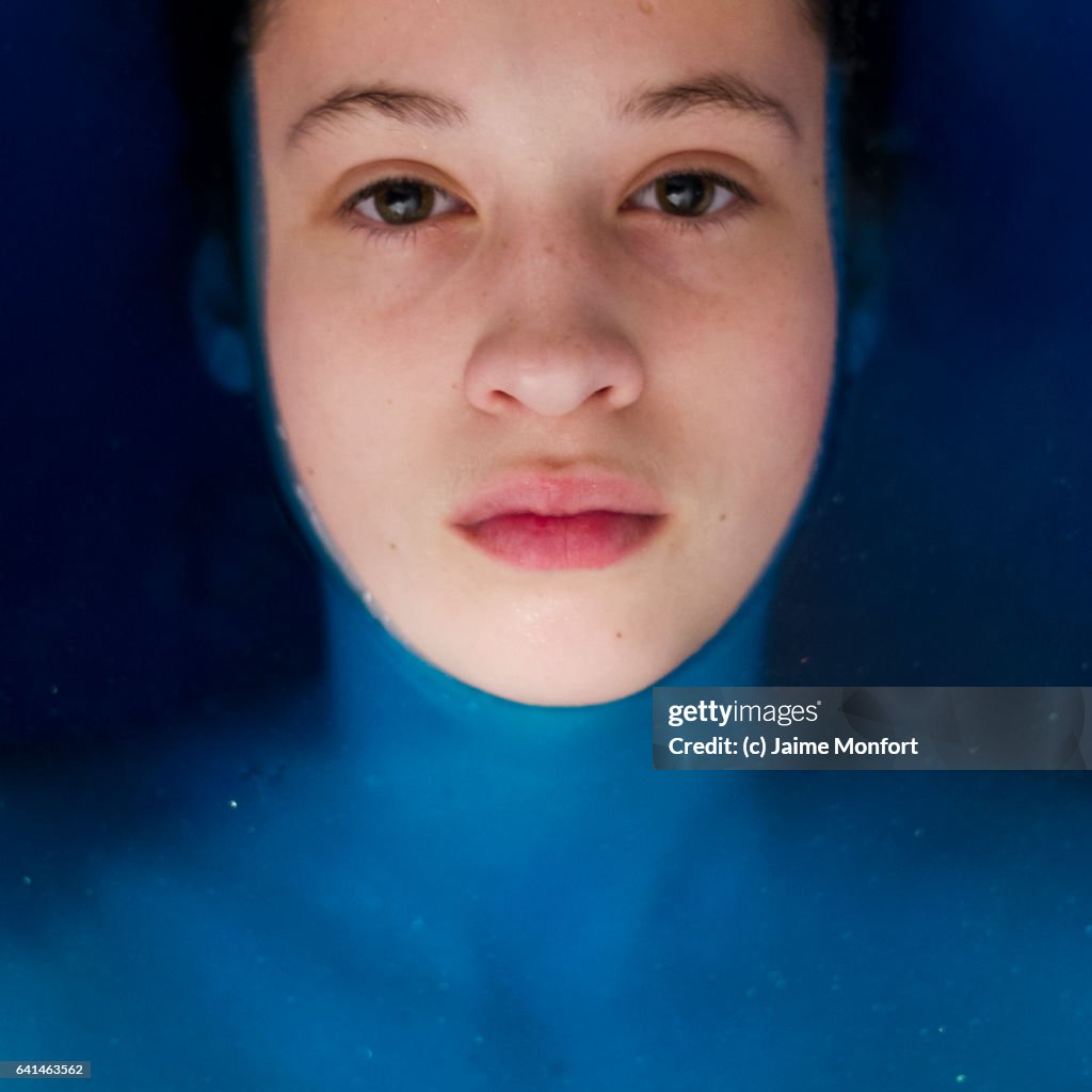 Girl in blue water