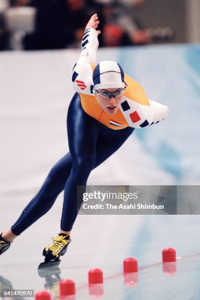 Marianne Timmer of the Netherlands competes in the Speed Skating Women's 1,500m during day nine of the Nagano Winter Olympic Games at M Wave on...