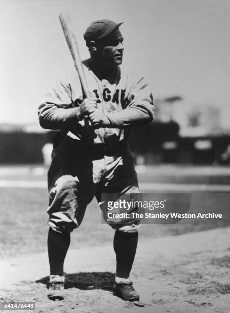 Hack Wilson, outfielder of the Chicago Cubs, at bat, circa 1925.