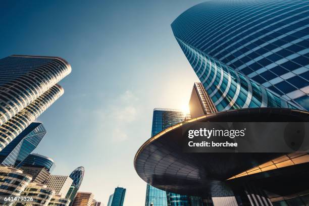 futuristic skyscrapers in paris - la defense stock pictures, royalty-free photos & images