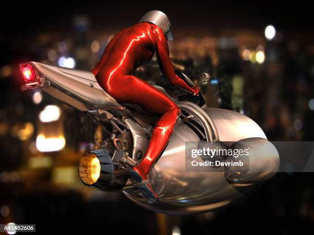 stockillustraties, clipart, cartoons en iconen met motorfiets in de toekomst - 3d adult movie