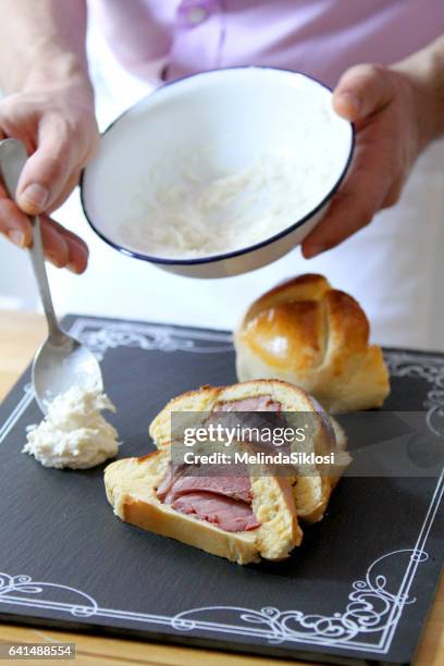 easter cake with ham - easter ham stock pictures, royalty-free photos & images