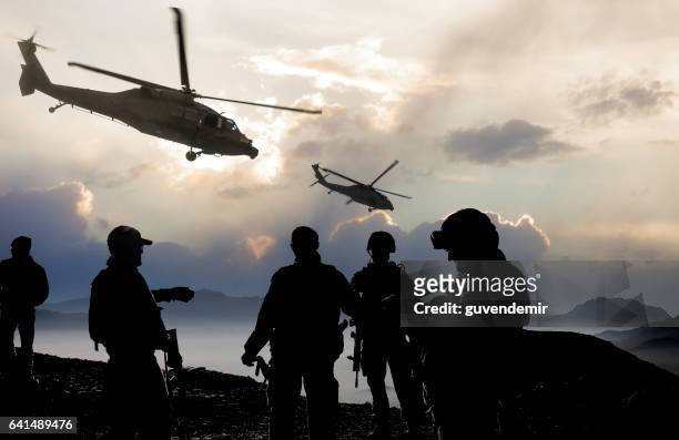 military mission at dusk - military operations in afghanistan imagens e fotografias de stock