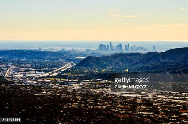 los angeles from above burbank - glendale california stock pictures, royalty-free photos & images