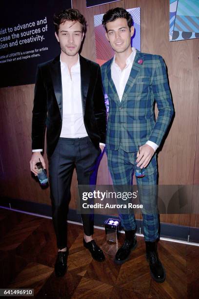 Francisco Lachowski and Felix Bujo attend The Daily Front Row x LIFEWTR NFYW Opening Night at Kola House on February 9, 2017 in New York City.