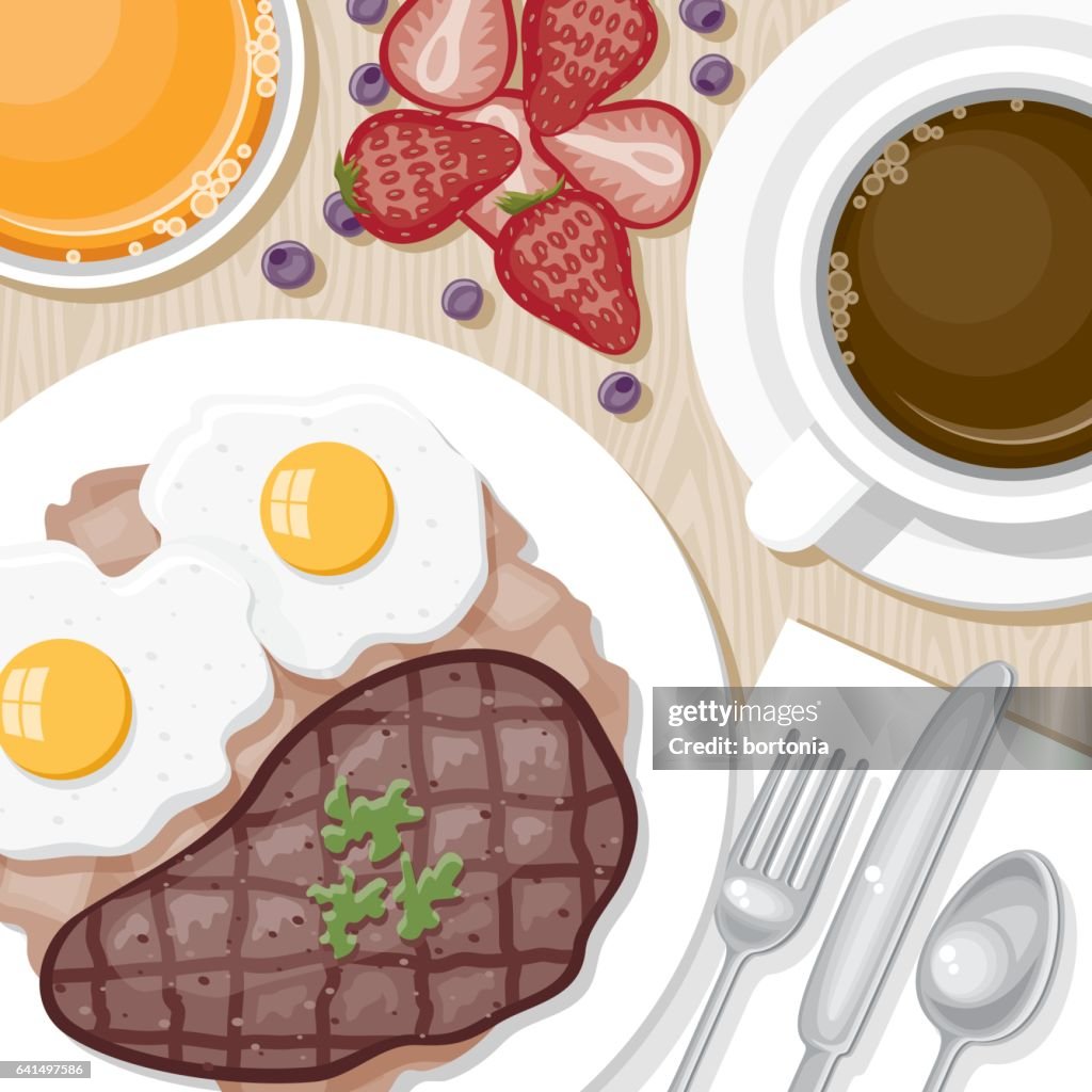 Overhead View of Breakfast Foods