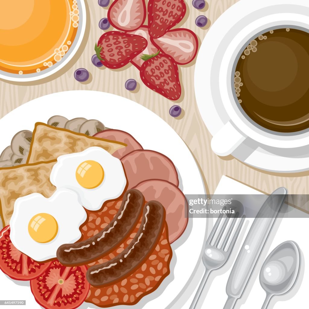 Vue aérienne des aliments du petit déjeuner