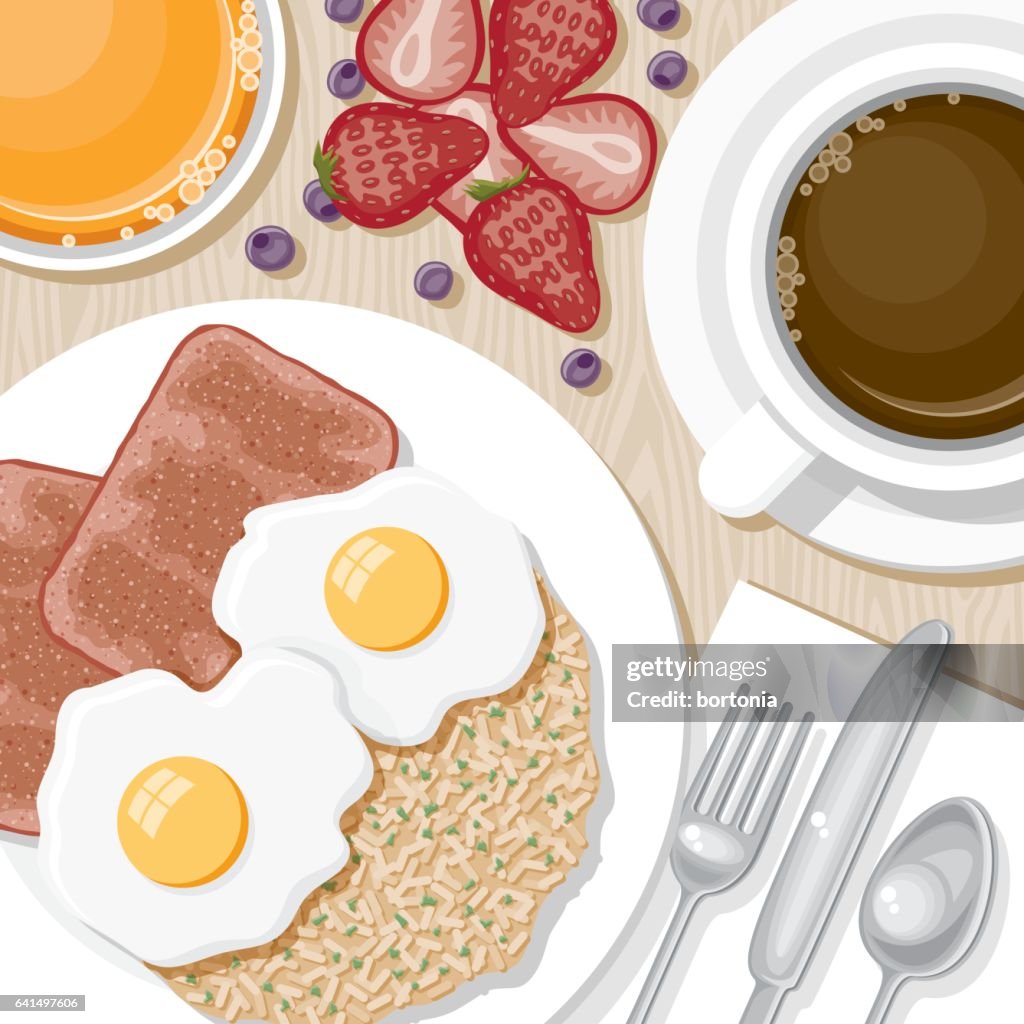 Overhead View of Breakfast Foods