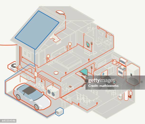 illustrations, cliparts, dessins animés et icônes de schéma électrique de la maison - câble