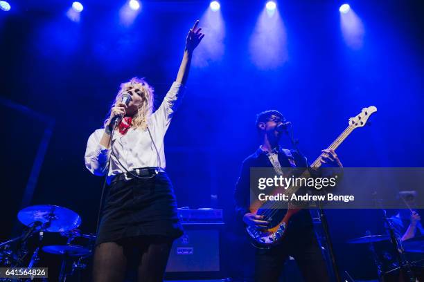 Laura Hayden and Joshua Rumble of Anteros perform at O2 Academy Leeds on January 30, 2017 in Leeds, England.