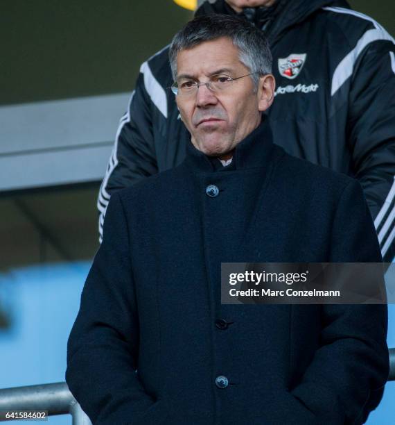 Ex-CEO of Adidas, Herbert Hainer, seen during the Bundesliga match between FC Ingolstadt 04 and Bayern Muenchen at Audi Sportpark on February 11,...