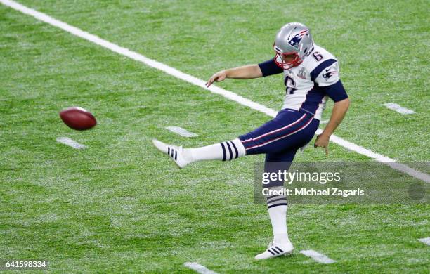 Ryan Allen of the New England Patriots punts during Super Bowl 51 against the Atlanta Falcons at NRG Stadium on February 5, 2017 in Houston, Texas.