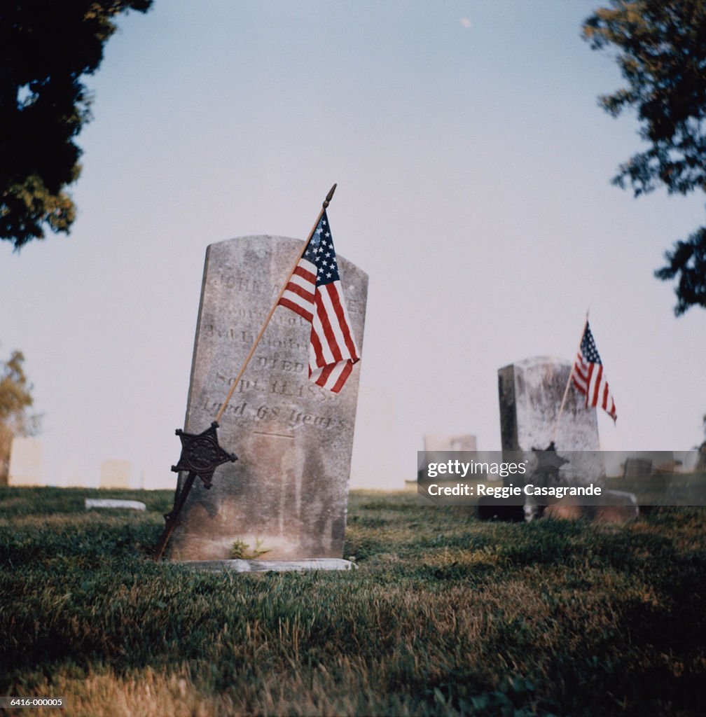 US Flags on Tombstones