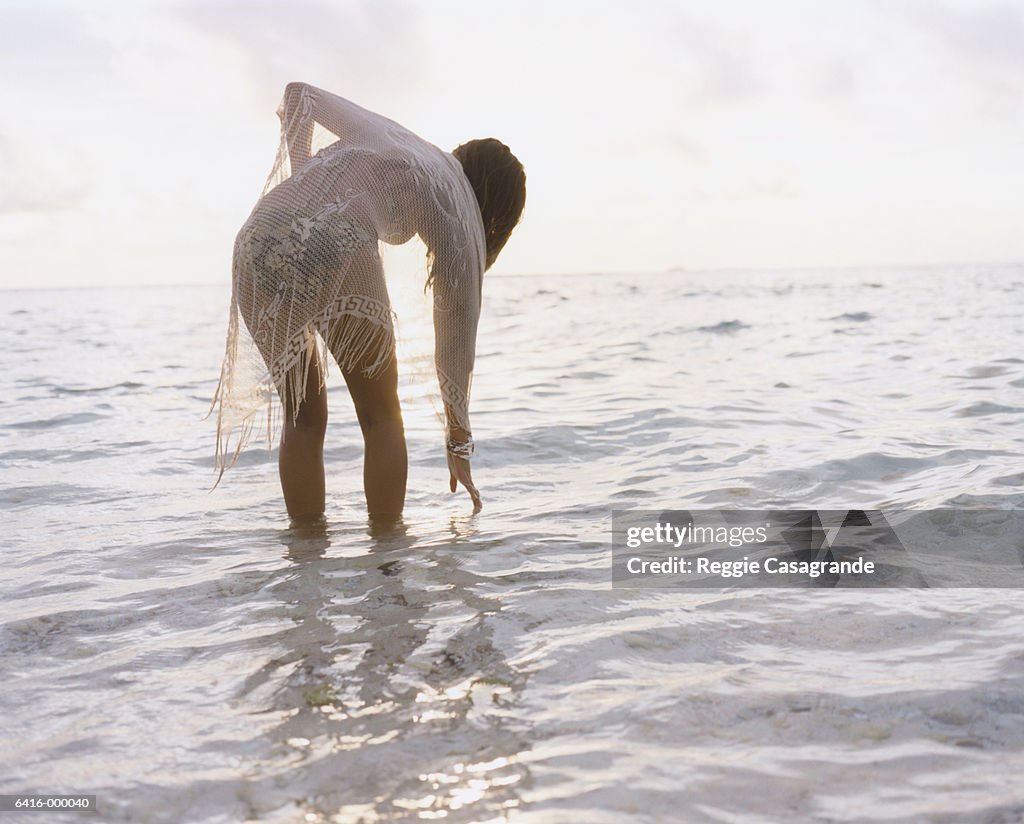 Woman in Lace Shawl Paddling