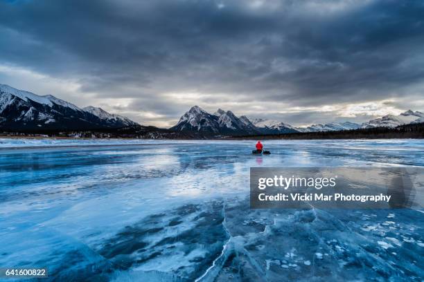 beacon | abraham lake, canadian rockies - jasper winter stock pictures, royalty-free photos & images