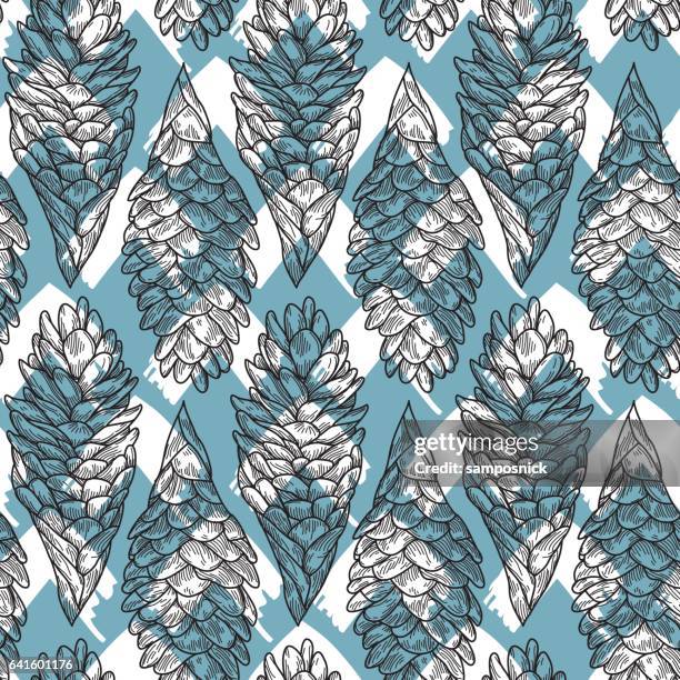 seamless hawaiian ginger plant pattern - ginger root stock illustrations