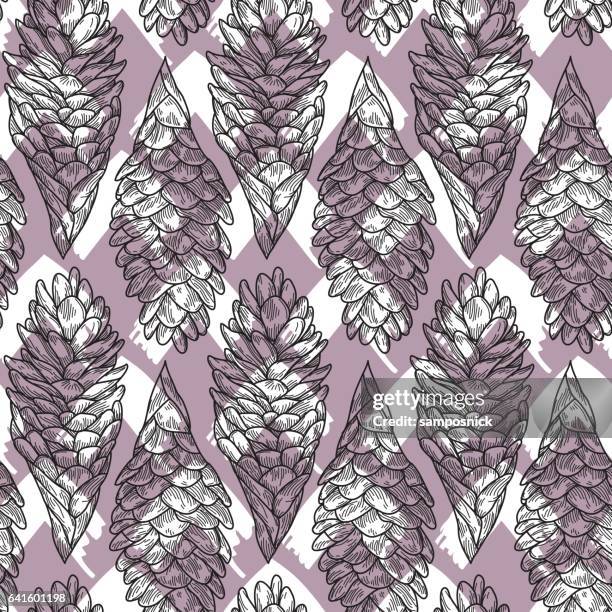 seamless hawaiian ginger plant pattern - spice texture stock illustrations