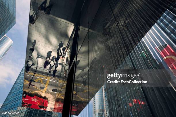 abstract composition of office facades and reflection of people - china abstract photos et images de collection