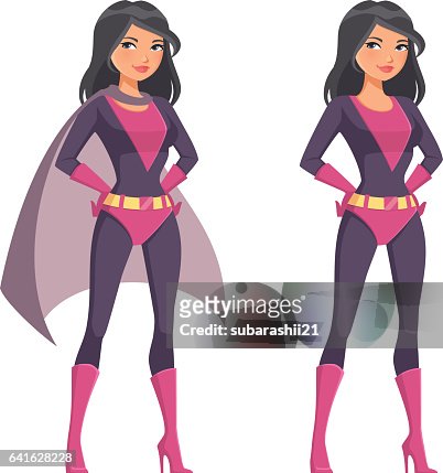 Cute Cartoon Supergirl In Pink Costume High-Res Vector Graphic - Getty  Images