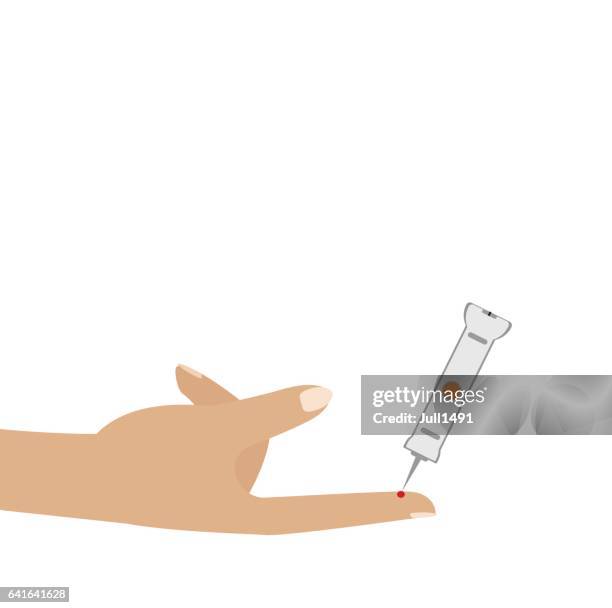 puncture the finger with a lancet for blood test. - pierced stock illustrations