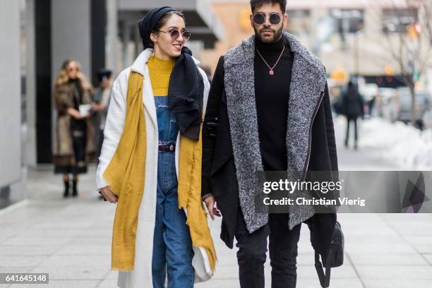 Couple outside Creatures of the Wind on February 11, 2017 in New York City.