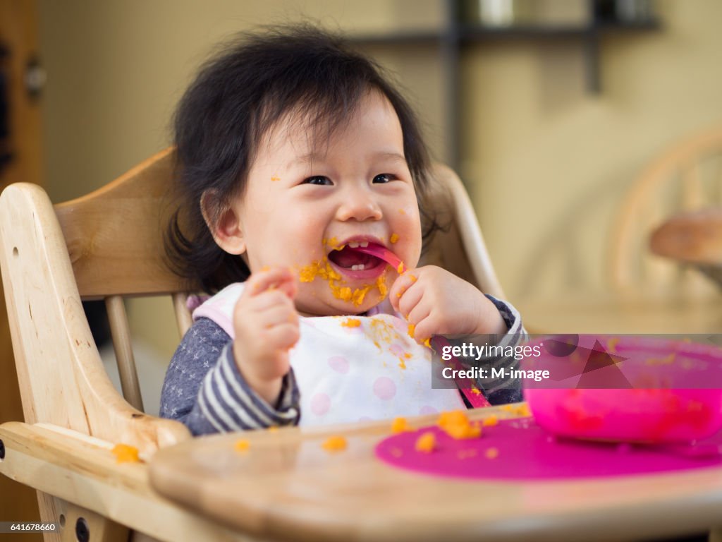 Eating mess baby girl