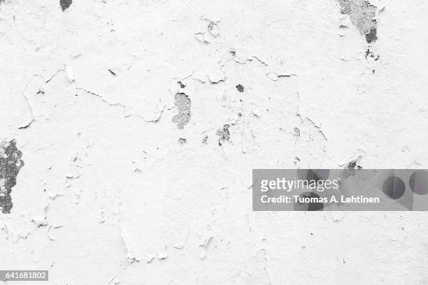 weathered and peeled off light gray concrete wall in black&white. - chipping stock pictures, royalty-free photos & images