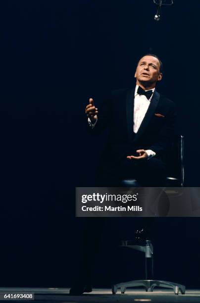 American singer and actor Frank Sinatra performs on the television special "Francis Albert Sinatra Does His Thing" on August 15 in Los Angeles,...