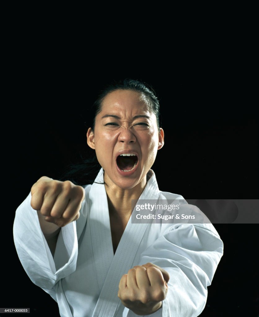 Woman Doing Karate