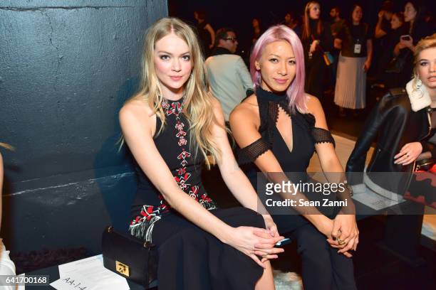 Lindsay Ellingson and May Kwok attend the Jonathan Simkhai show during New York Fashion Week at Skylight Clarkson Sq on February 11, 2017 in New York...